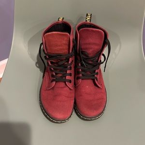 Dr.Martens Maroon Red Canvas Boots